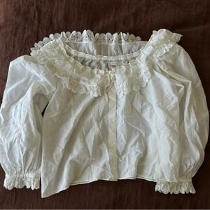 Doen Sennette White Lace Trim Blouse